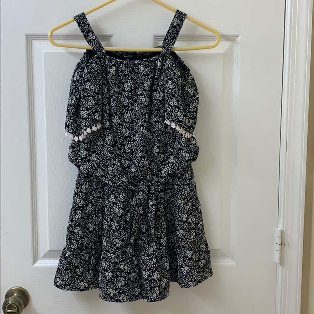 Girls black and white romper with flowers
